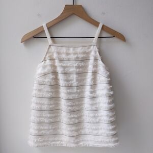 Anthropologie Cream Textured Tank Top